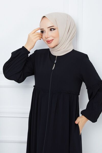 ESRE GİYİM Moda Esre Fashion Hijab Clothing Medina Silk Gathered Ferace