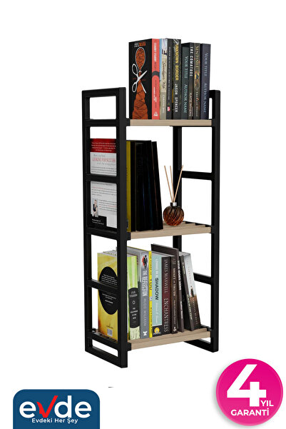 stickwood 3 Katlı Süper Kalite Siyah Ahşap Raf 2503