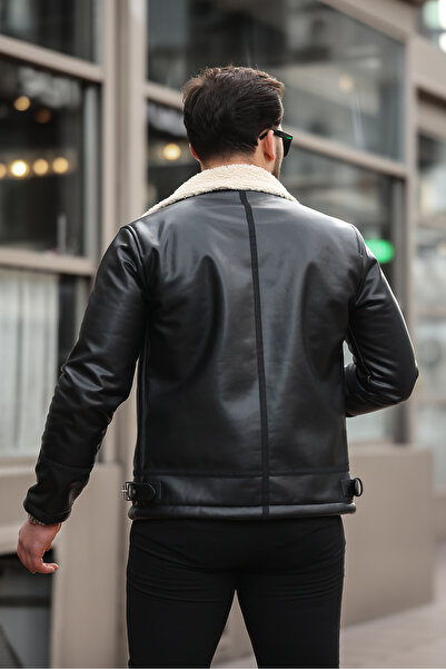 Boymen Чоловіче північне шкіряне пальто Зимова шкіряна куртка Вітрозахисна