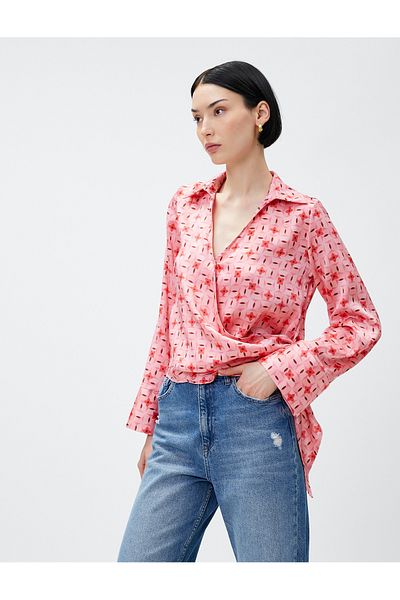 Koton Shirt Collar Blouse with Wrap Tie