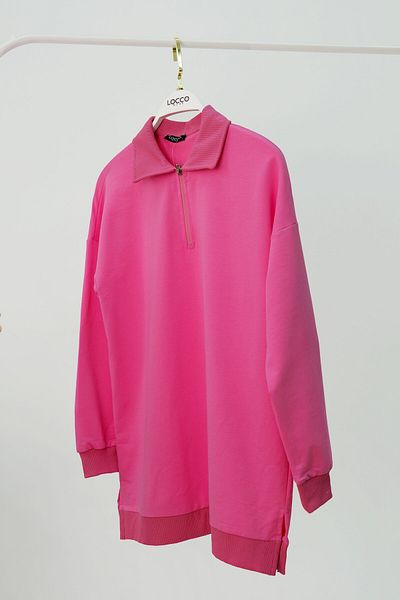 LOCCO Pink Women's Tunic - Half Zipper