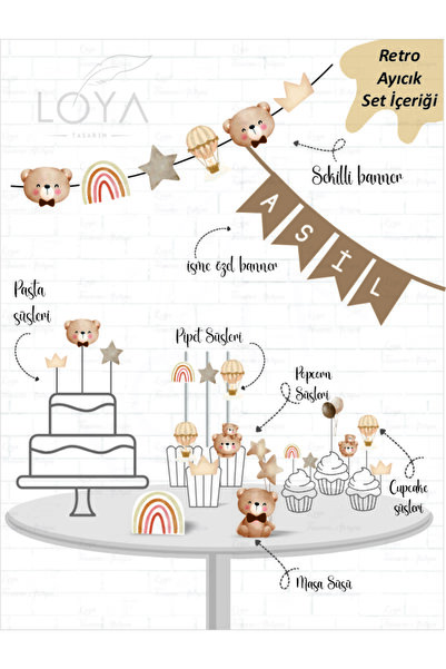 Loyapink مجموعة حفلات أعياد الميلاد تحت عنوان الدب الرجعية، زخرفة مسواك، زخرف...