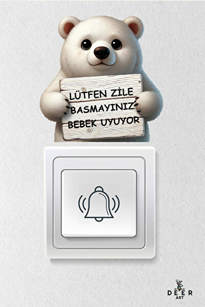 deer art Lütfen Zile Basmayınız - Bebek Uyuyor Kapı Zili Priz Etiket - Seviml...