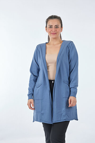 Vedi -bb Капюшон Великий Розмір Деталі на спині Довгі Рукави Індіго Жіночий Піджак 22233808