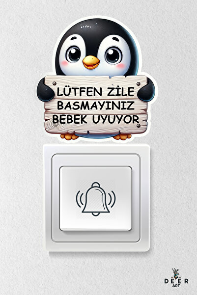 deer art Lütfen Zile Basmayınız - Bebek Uyuyor Kapı Zili Priz Etiket - Seviml...