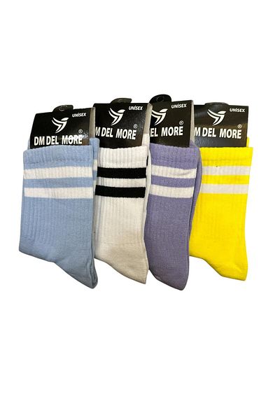 Smymoda Unisex κάλτσες με ρίγες, κολεγιακές κάλτσες 4 συσκευασιών