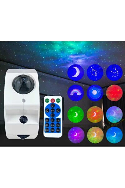 Menuzer Çocuk Hareketli Projektör Yıldız Gökyüzü Işıkları Ay Galaxy Bluetooth...