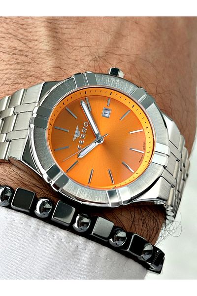 FERRO Silver Color Classic Stylish Design Men's Wrist Watch + Bracelet