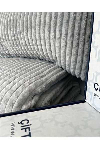 Merinos Modern Line 3 Piece Blanket Set - Gray