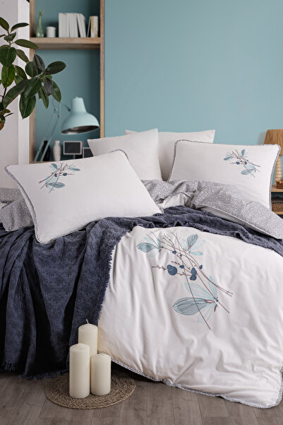 Unica Flosh Linea Pikeli Nevresim Seti Denim - 7 Parça