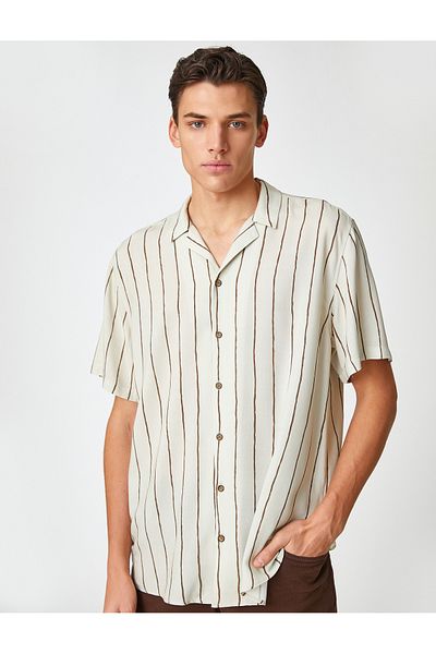 Koton Summer Shirt Turn-down Collar Short Sleeve