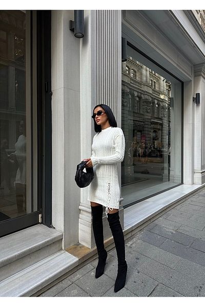 ribana Hair Braided Knitwear Tunic Dress & Sweater