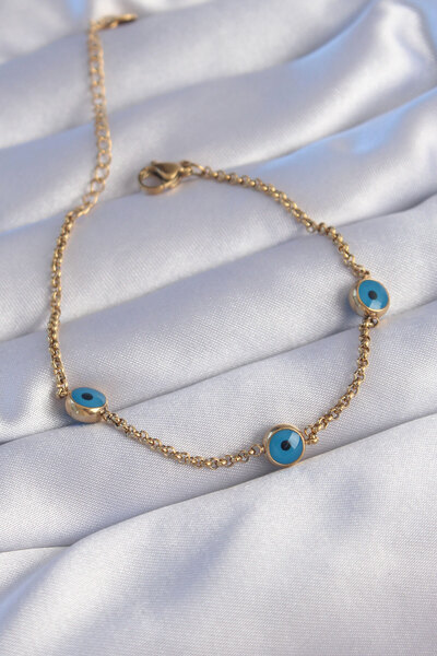 Epilons 316L Steel Gold Color Evil Eye Bead Design Bracelet - Tj-Bb6100 Zenvi...