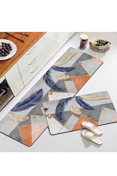 ALMUFARREJ طقم مطبخ مانع للانزلاق مكون من قطعتين 80×50 سم و120×50 سم