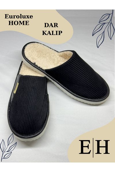 EUROLUXE Unisex Velvet Leather Detailed Eva Sole Comfortable Lightweight Indoor Slippers