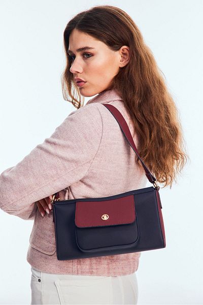 U.S. Polo Assn. Geantă de umăr pentru femei, roșu Claret, bleumarin - Us24709