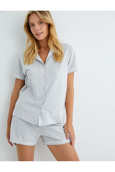 Koton Shorts-Pyjama-Set, kurzärmeliges Hemd, Knopfkragen