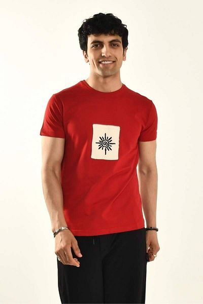 DAVID&GERENZO Baby Blue Embroidery Detailed Crew Neck T-Shirt