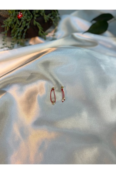yubijewelry Red String Hematite Natural Stone Pearl Earrings