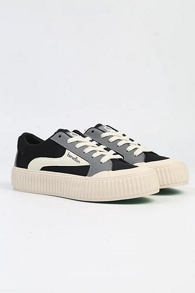 Benetton Platform Black-white Women's Shoes Bnı-10105