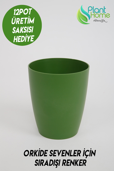 Plant Home Power Mix Orkide Saksısı Koyu Yeşil  Dekoratif Dış Saksı 1 Adet- 1...