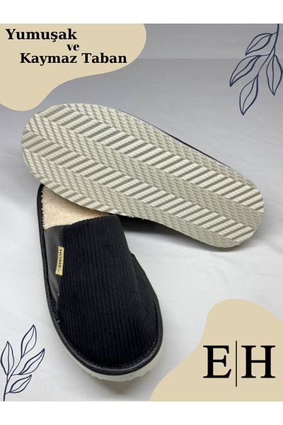 EUROLUXE Unisex Velvet Leather Detailed Eva Sole Comfortable Lightweight Indoor Slippers