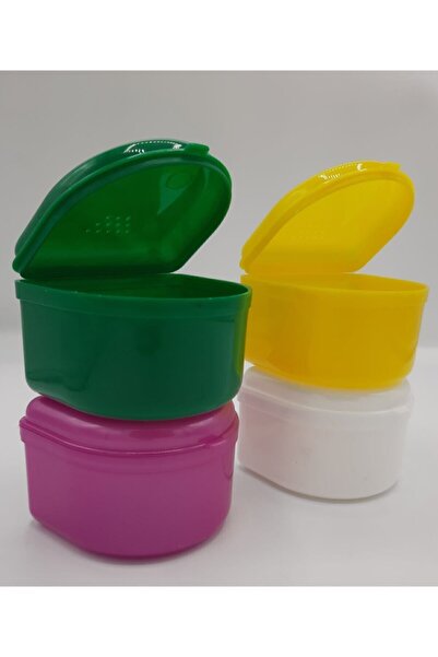 KONULGA Protez Diş Saklama Kabı Diş Kutusu Şeffaf Plak Kabı Büyük Boy 4 Adet