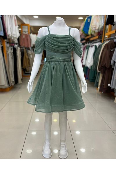 Yonca Çocuk Onbuco Kids 1572 Κοντό βραδινό φόρεμα με λουράκι για κορίτσια