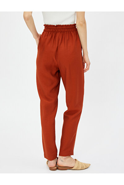 Koton Viskózové mrkvové kalhoty s kravatou v pase