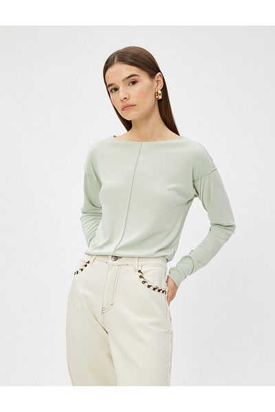 Koton Modal Mixed Stitching Detailed T-Shirt