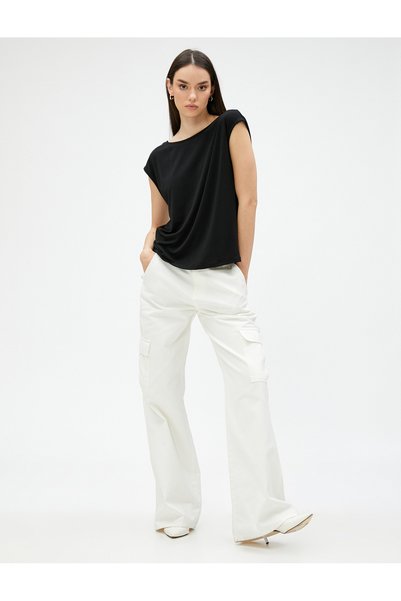 Koton Boat Neck T-Shirt Short Sleeve with Back Detail