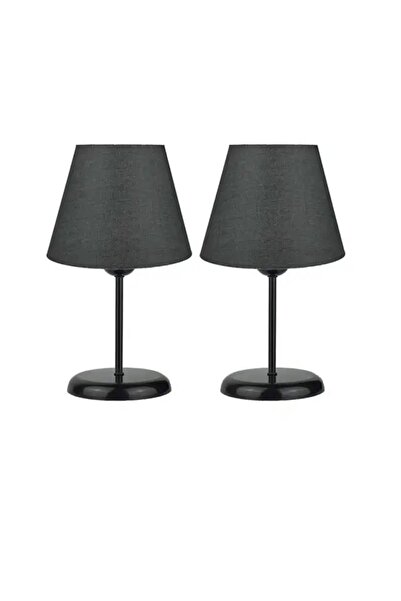 Buiva Modern Abajur Siyah Gövde Siyah Şapka Şık Modern Abajur 2 li set
