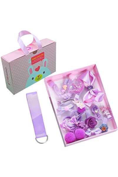 Cinderella 18'li Lila Hediyelik Çanta Kutulu Kız Bebek Toka Seti - Çocuk Yıld...