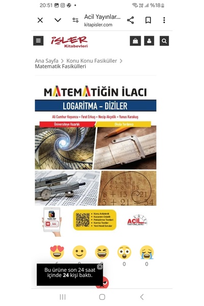 Okyanus Yayıncılık Acil Yayınları Matematiğin İlacı TYT Acil Matematik Logari...