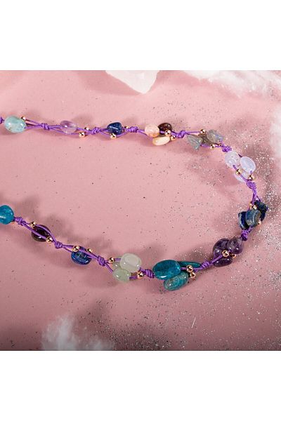 OSMANLI DOĞAL TAŞ Sagittarius Sign Necklace Amethyst Jasper Chalcedony Labradorite Lapis Lazuli Blue Apatite Green Aventurine