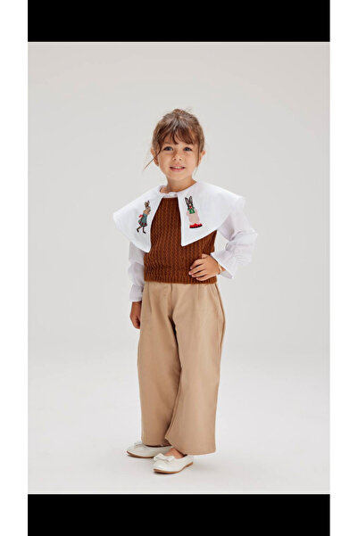 Kokosh kidss Devojčin komplet košulje Vezena Poplin godine, pletenog džempera...