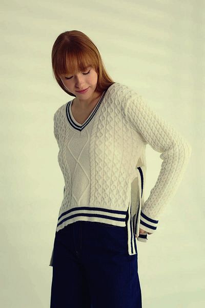 Robin Side Tie V-Neck Knitwear Sweater T94660