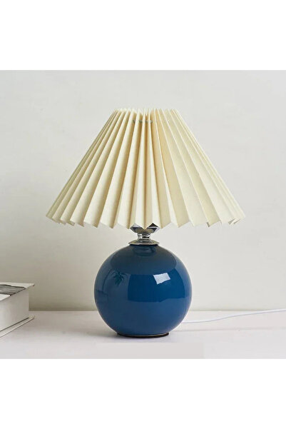 Buiva Umbrosia Modern Tasarım Abajur Krem Umbrella Şapka Lacivert Gövde