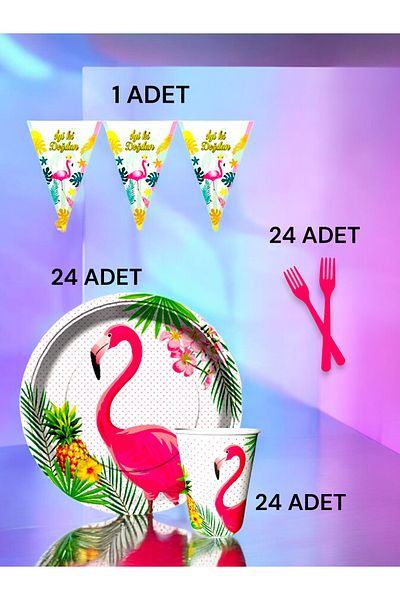 VibeHome Flamingo Themed S Pack for 24 - Birthday Party and Fun Events
