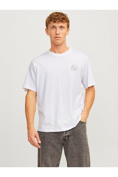 Jack & Jones Ανδρικό μπλουζάκι με λογότυπο Jack Jones Skull Λευκό