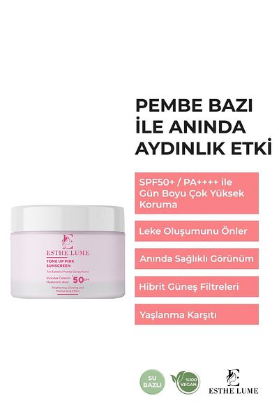 E ESTHE LUME Tone Equalizing High Protection Effective Spf50+ Brightening Pink Facial Sunscreen 50 ml