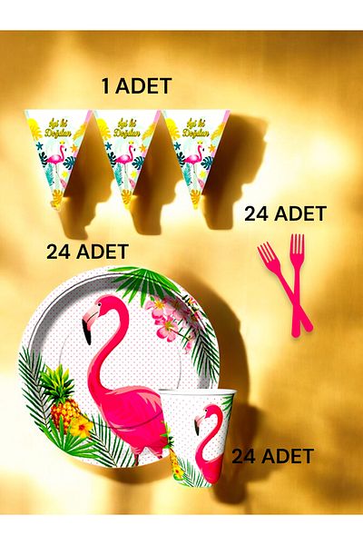 VibeHome Flamingo Themed S Pack for 24 - Birthday Party and Fun Events