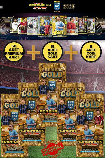 TOYFEST 5 Pack Panini Adrenalyn Fifa 365 - 2025 Premium Gold Card - Special Football Player Cards