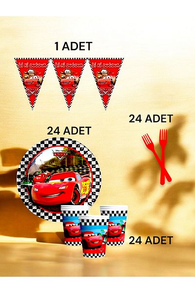 VibeHome 24 Person Cars Themed S Pack - Birthday Party and Fun Events