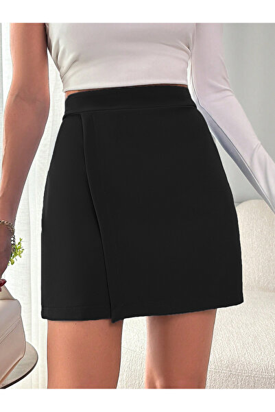 Smart Moda High Waist Black Mini Skirt - Aller Piece Detail Et2210