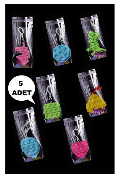 Ax Axentia 5 Adet Oyuncak Popit Anahtarlık Kendi Şeffaf Hediyelik Poşetinde D...