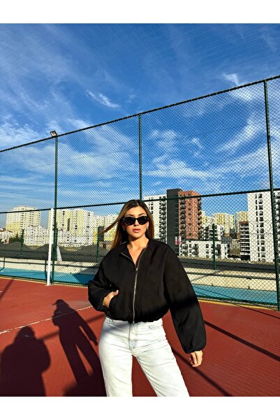 imrayboutique Kadın Siyah Bomber Ceket