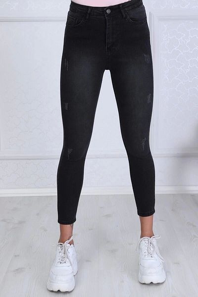 Modaca Women's Skinny Fit High Waist Jeans Smoked Vintage Detail