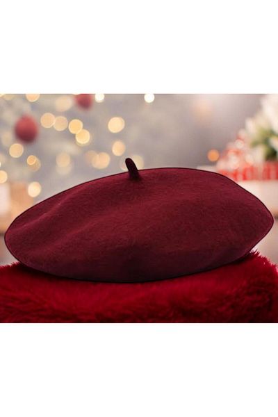 fundays Women's Top Quality Claret Red Stylish Ressam Hat Beret