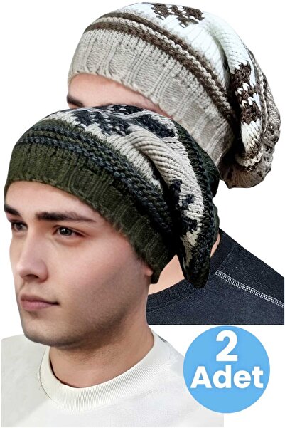 Trenderrs 2-пари чоловічі в'язані шапки з візерунком сніжинок